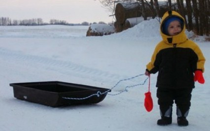 Boy with sled